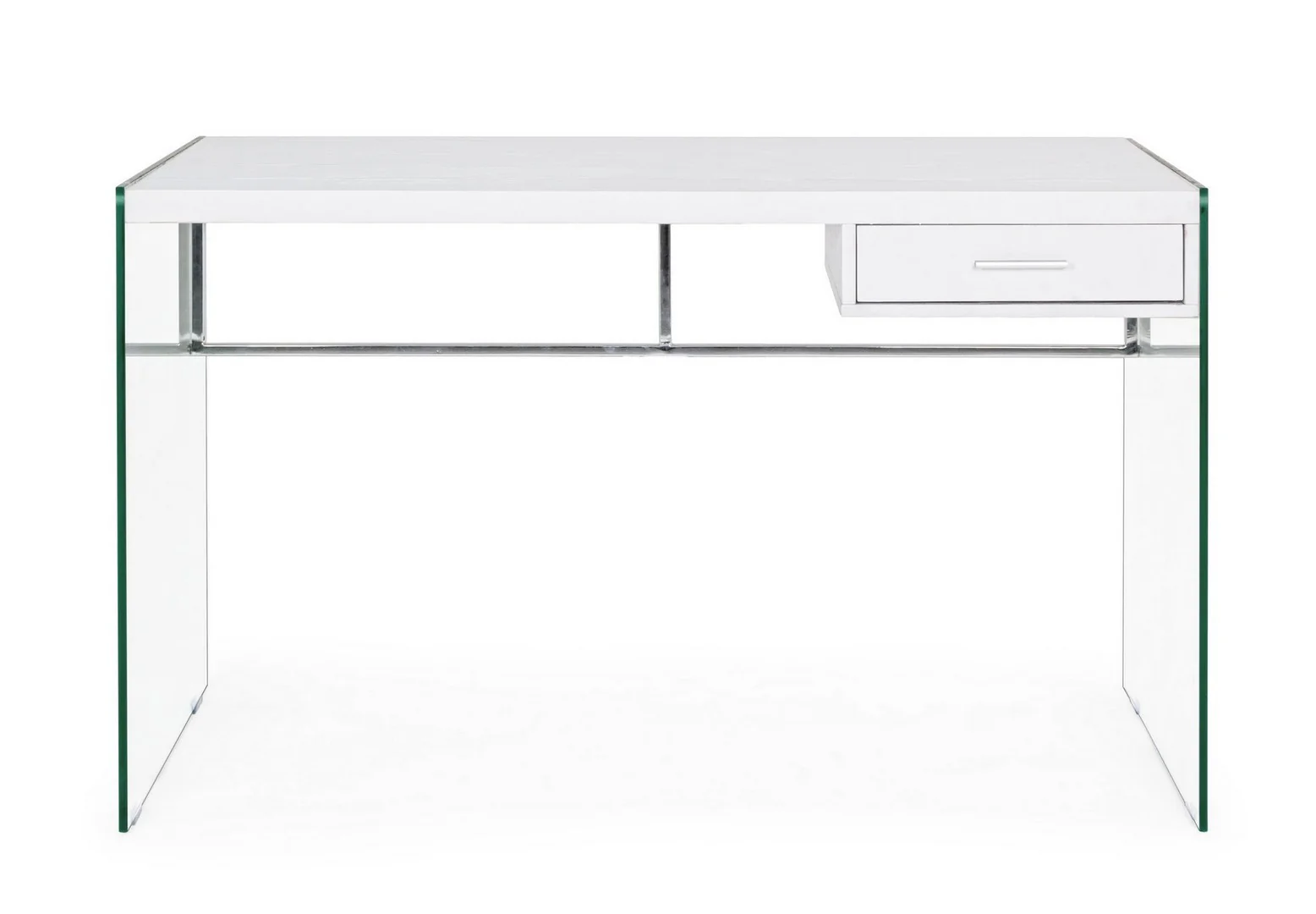 Moderní designový stůl se skleněnými nohami a dřevěnou deskou, 122x60x76 cm - různé barvy