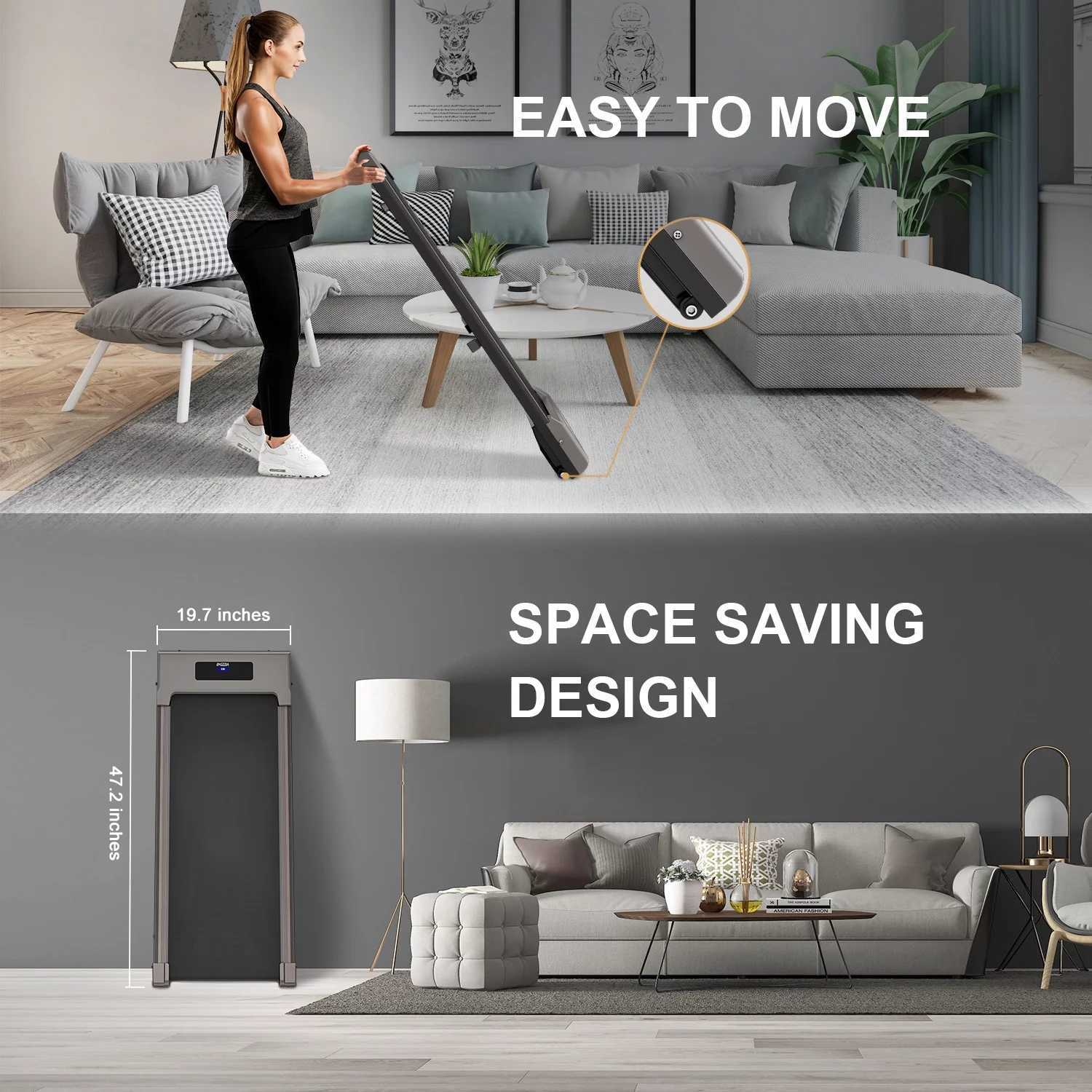 Bigzzia Walking Pad pod běžecký pás pod stůl, běžecké pásy s dálkovým ovládáním a LCD displejem pro domácí kancelář, maximální hmotnost 129 kg, růžová