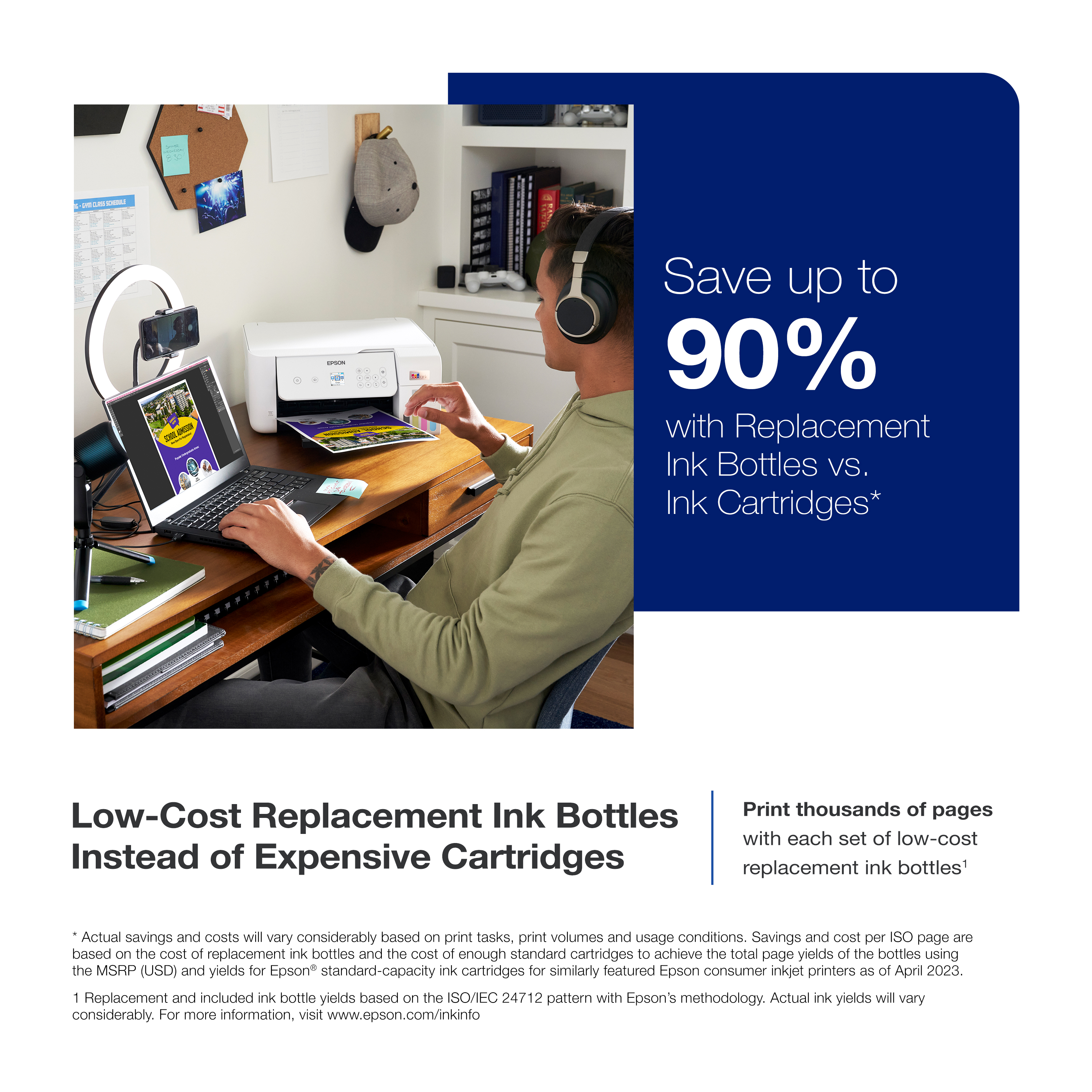 Bezdrátová multifunkční inkoustová tiskárna Epson EcoTank ET-2800 z roku 2025 s technologií Supertank – bílá