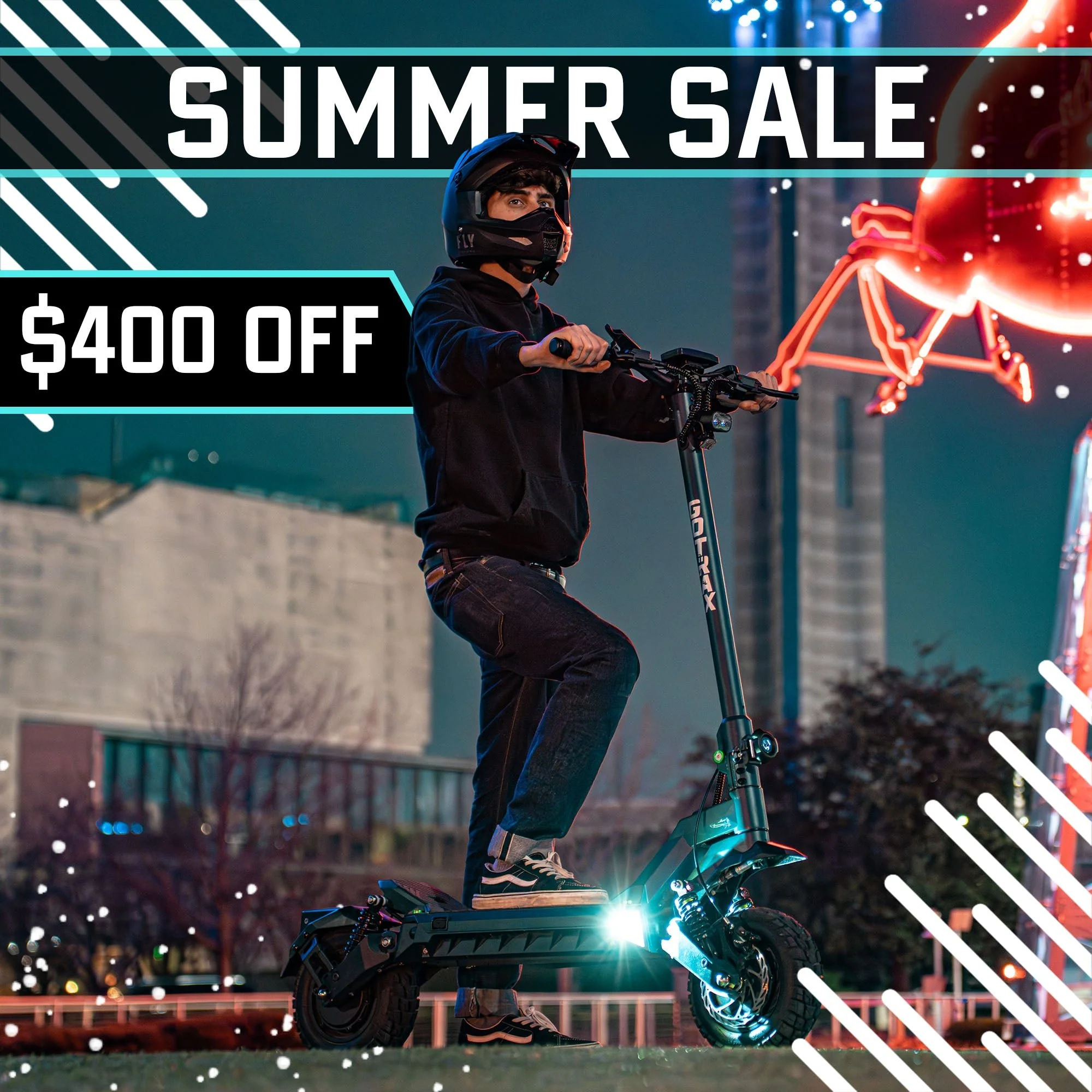 Terénní elektrický skútr Gotrax GX3, rok výroby 2025 – výkonný dvojitý motor, maximální rychlost 64 km/h, terénní pneumatiky