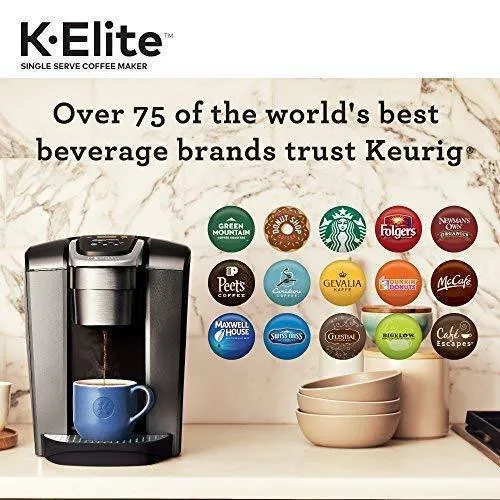 Kávovar Keurig K-Elite, kávovar na kapsle K-Cup pro jednu porci, s možností přípravy ledové kávy, kartáčovaná břidlice