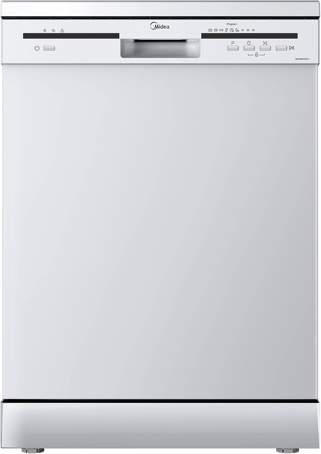 Volně stojící myčka nádobí Midea MFD60S200X.1-IT s 14 sadami nádobí, 8 programy, LED displejem, odloženým startem, funkcí poloviční náplně, extra sušení - nerezová ocel