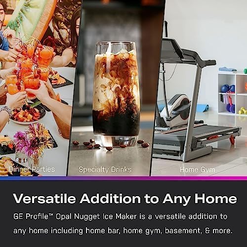 GE Profile Opal 2.0 XL s 1galónovou nádrží, žvýkací křupavý výrobník ledu na kuchyňskou linku, odměrka součástí balení, 38 liber za 24 hodin, výrobník ledu na pelety s WiFi a chytrým připojením, nerezová ocel
