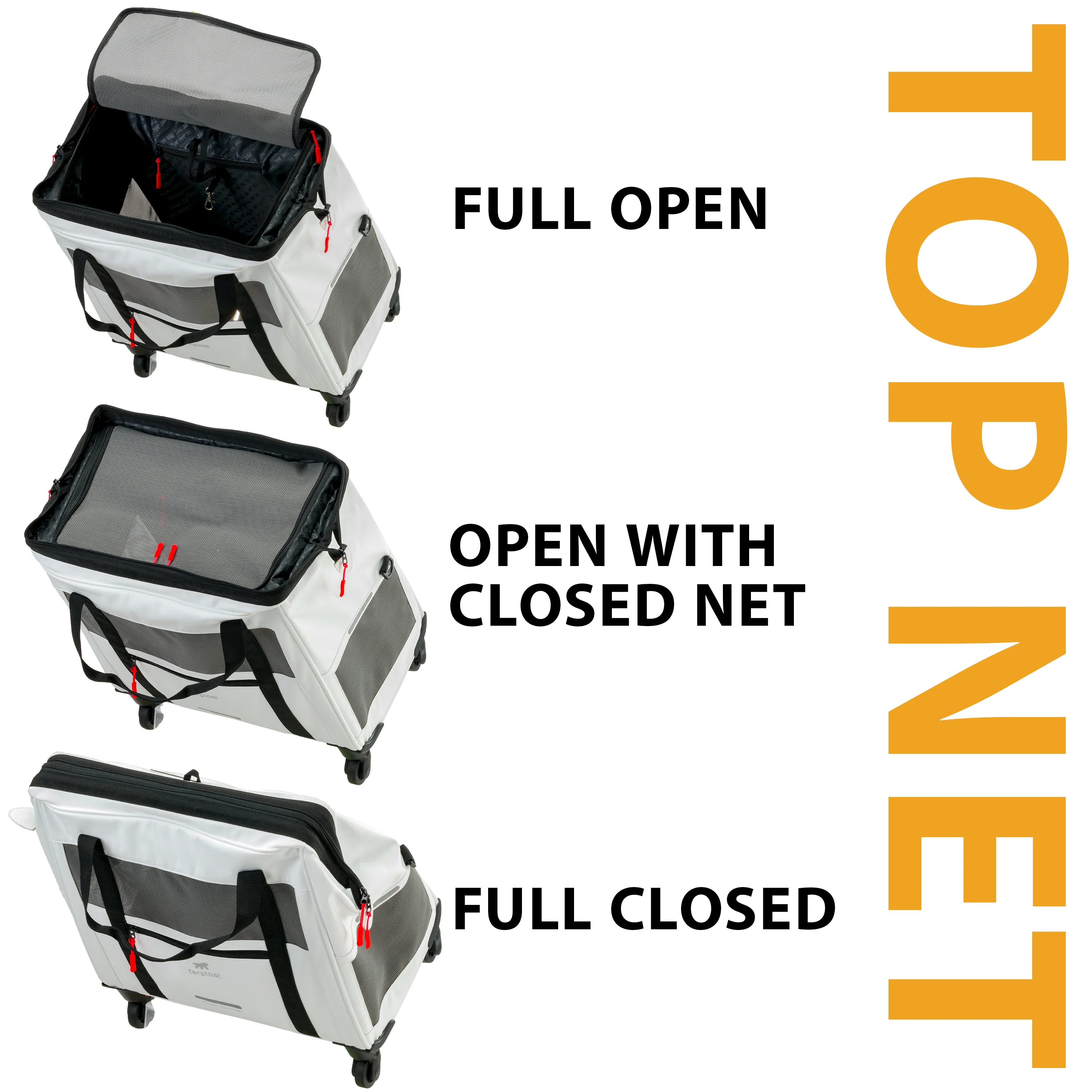 Vozík Ferplast Voyager 2025 – elegantní a lehký vozík z umělé kůže pro kočky a malé psy do 15 kg. S kolečky, síťovanými okénky a bezpečnostním pásem – ideální pro pohodlné cestování.