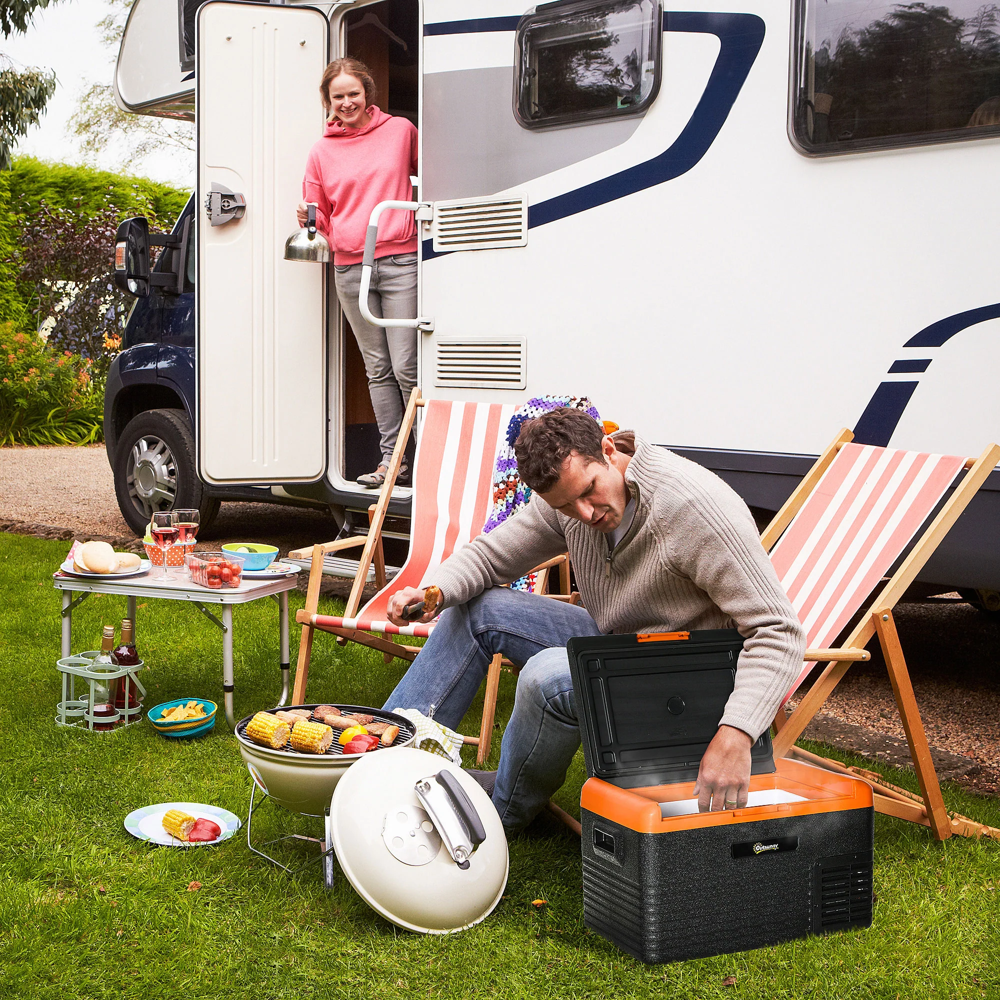 Přenosná lednice EASYCOMFORT 30L s displejem, kompresorem a rukojeťmi, 58,7 x 36,5 x 36,8 cm