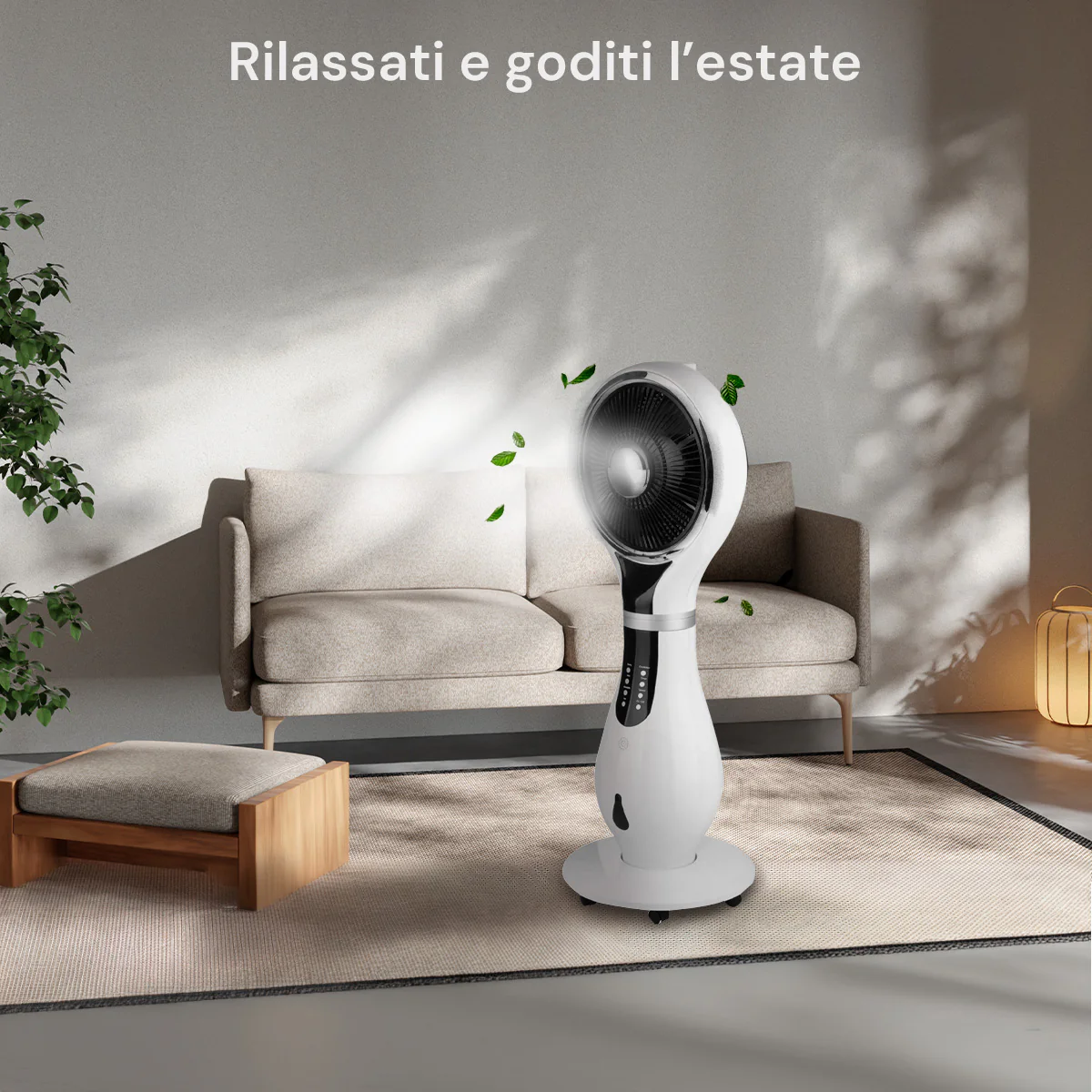 Sloupový ventilátor s 3 rychlostmi, dálkovým ovládáním a 2,3l nádrží