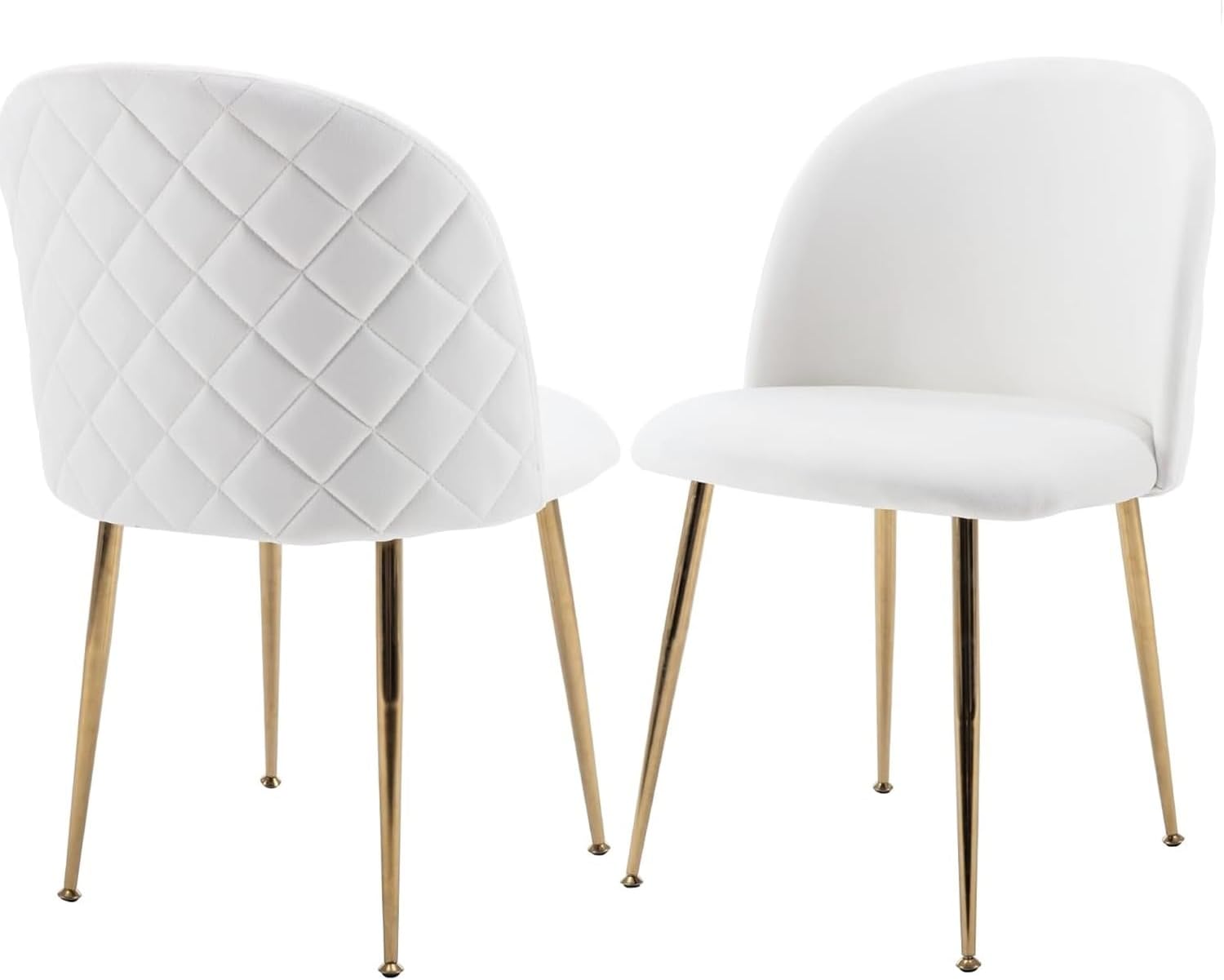 Sada 4 jídelních židlí JINPALAY z sametu, moderní čalouněné kuchyňské židle, béžová, vysoké opěradlo, do ložnice, obývacího pokoje, nastavitelné zlaté kovové nohy