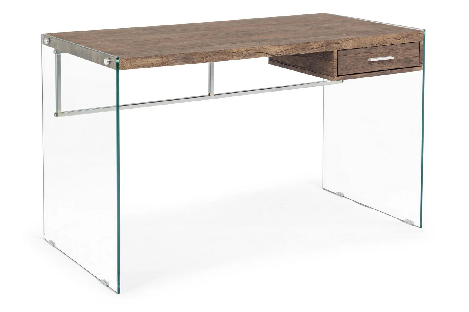 Moderní designový stůl se skleněnými nohami a dřevěnou deskou, 122x60x76 cm - různé barvy