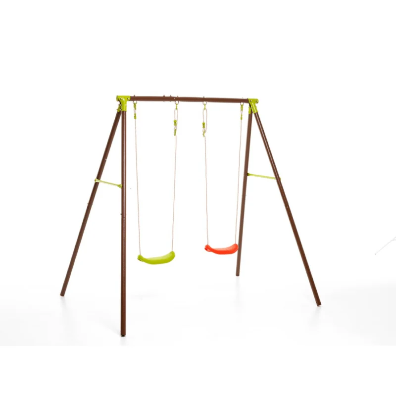 Dětská zahradní houpačka „Barn 2“ – Dvojité sedátko ze dřeva a oceli