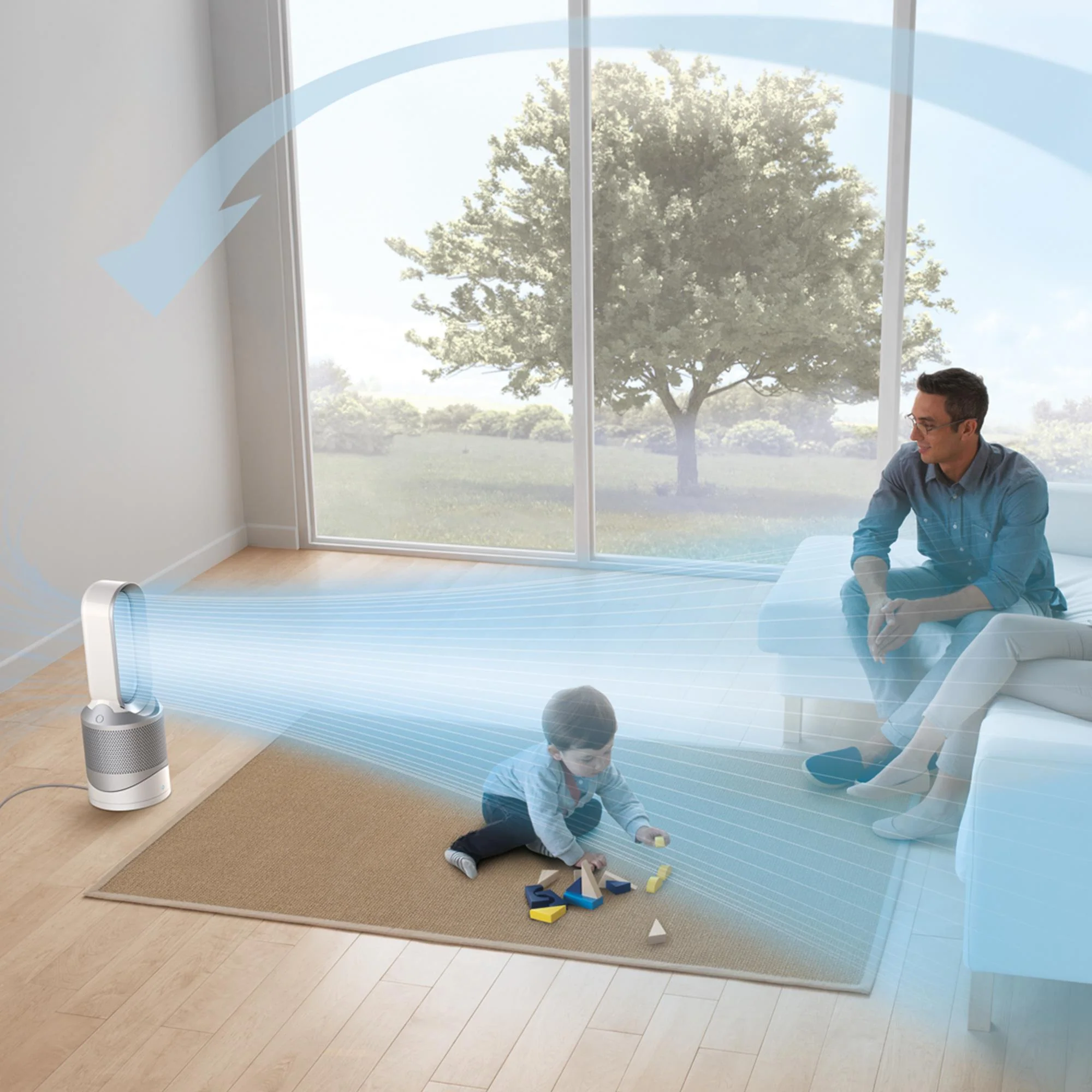 Dyson Pure Hot+Cool ventilátorový čistič s topným tělesem – bílý/stříbrný