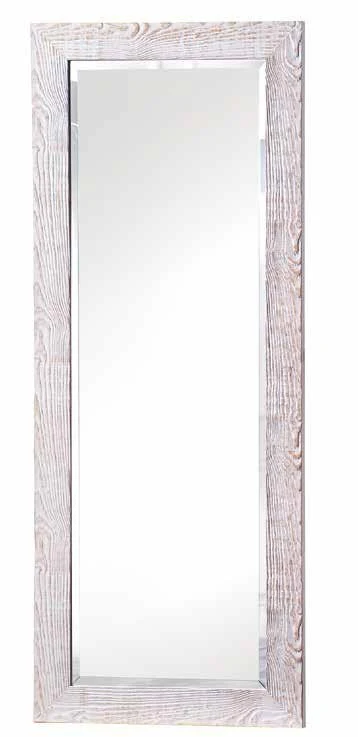 Obdélníkové zrcadlo z bílého lakovaného dřeva, pískované, o rozměrech 180x70 cm.