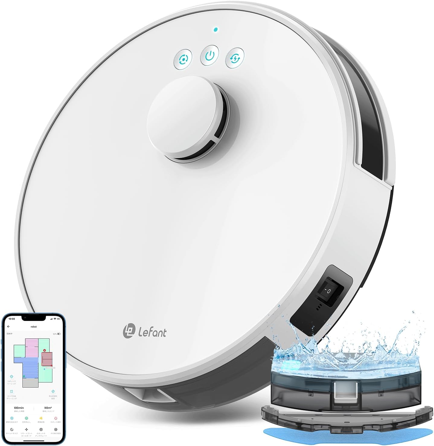 Robotický vysavač LEFANT M1 s mapováním, navigací LDS, výkonným sacím výkonem 5500 Pa, výdrží 150 minut, zakázanou oblastí, tenký robotický vysavač s průměrem 32 cm, ovládáním aplikací/Alexou, šedý