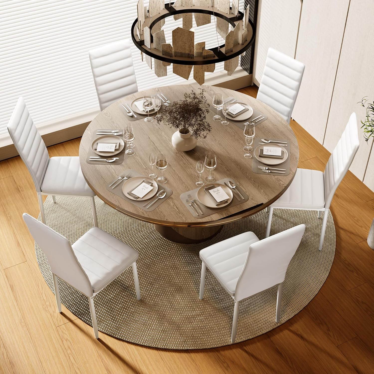 Sada 6 moderních jídelních židlí s vysokým opěradlem a polstrováním do kuchyně a jídelny, tmavě šedý flanel