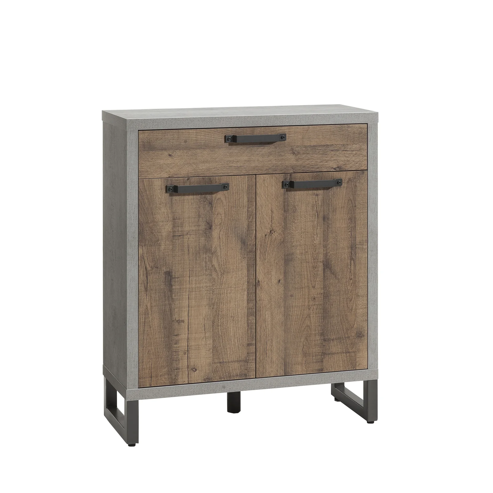 Víceúčelový botník LaFabrica v cementově šedé a dubové barvě