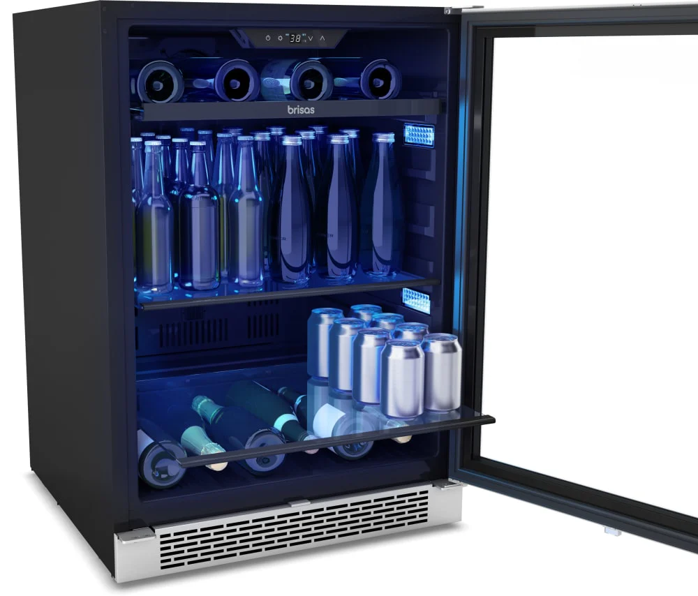 Chladič nápojů Zephyr 24'' s jednou zónou, skleněné dveře, 5,8 krychlových stop.
