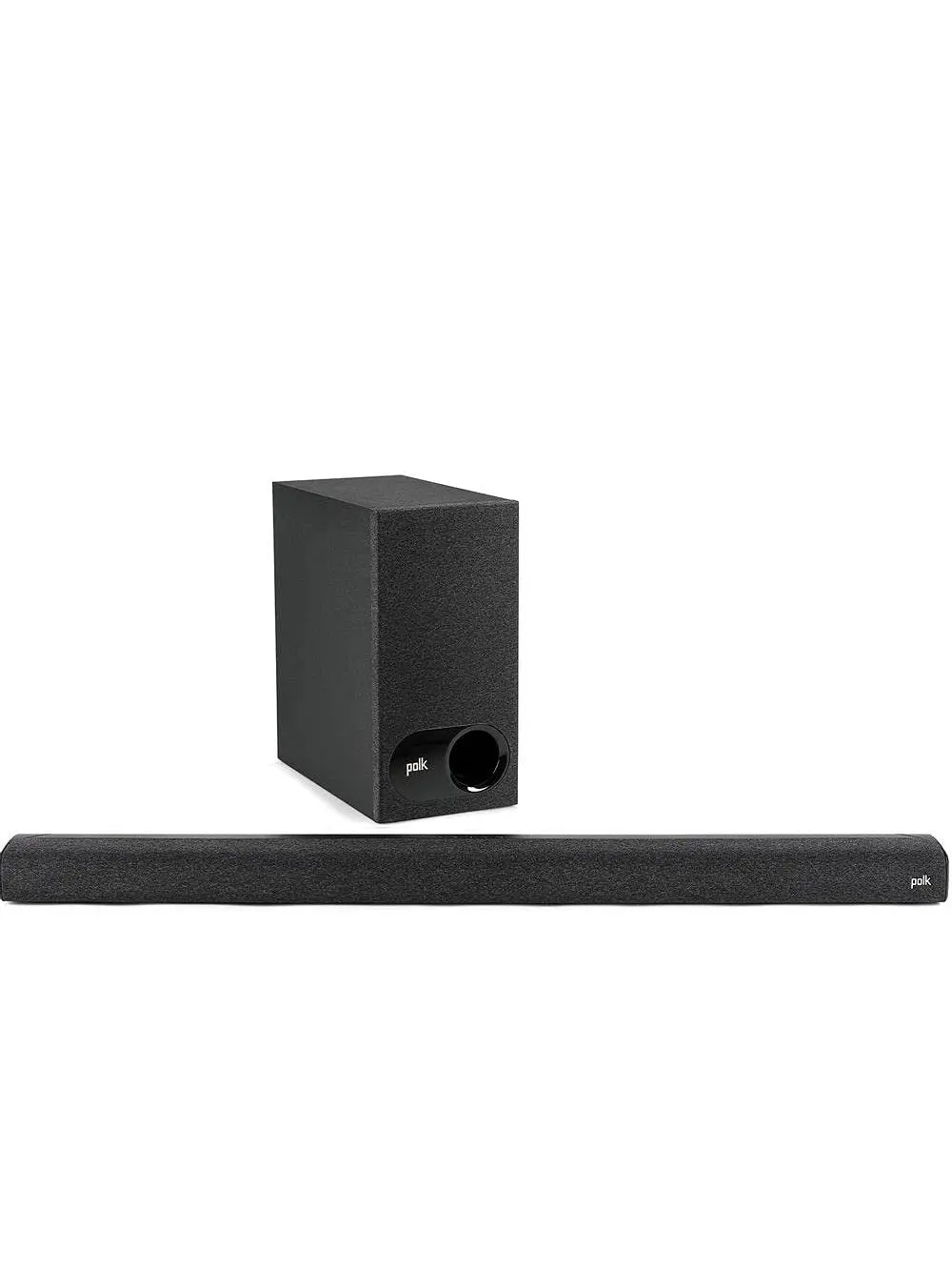 Nízkoprofilový televizní soundbar Polk Audio Signa S2, kompatibilní s 4K a HD televizory, bezdrátový subwoofer, obsahuje HDMI a optický kabel, Bluetooth, černý