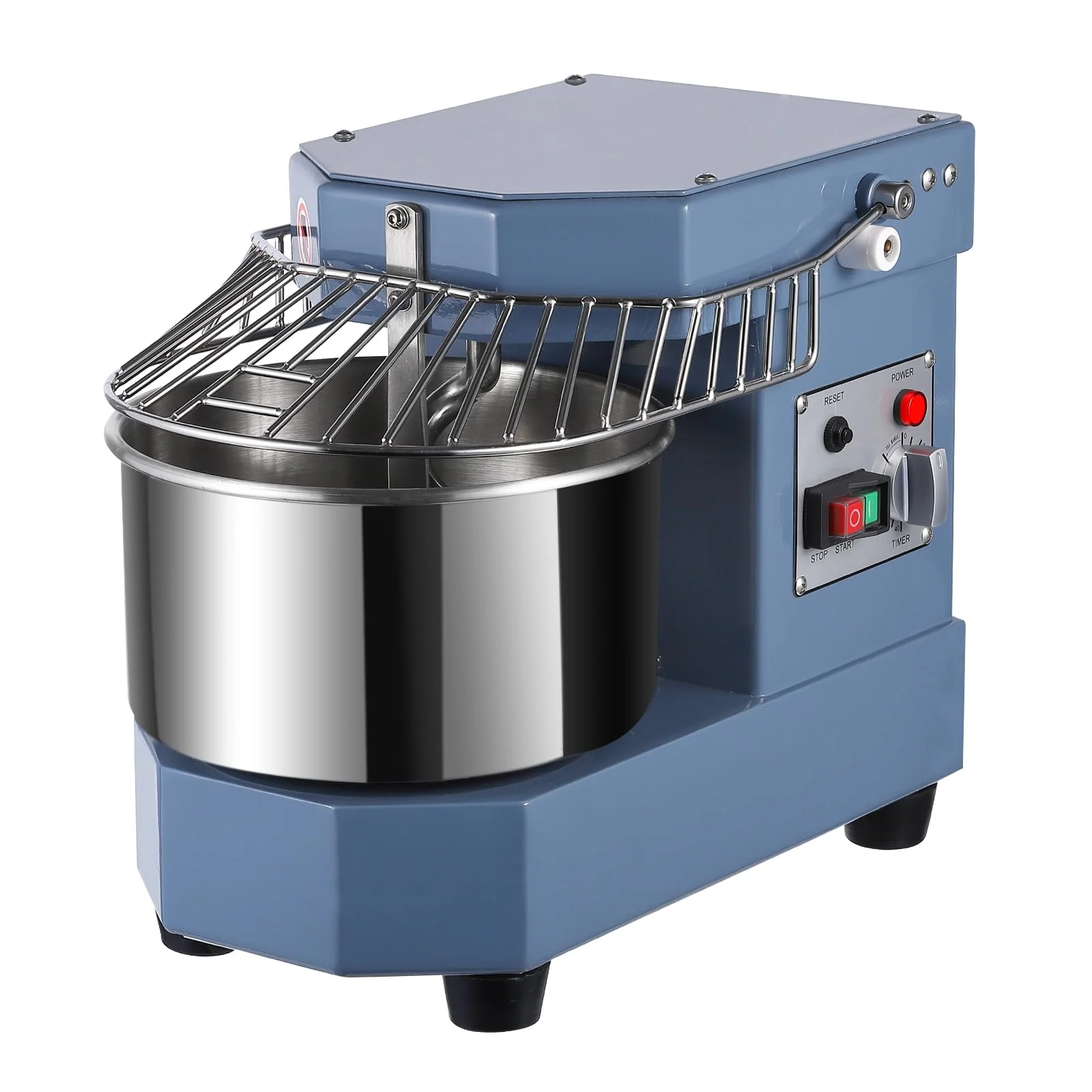 025 8Qt Komerční kuchyňský robot, 450W dvourotační hnětač těsta s mísou z nerezové oceli potravinářské kvality, bezpečnostním štítem a časovačem, komerční