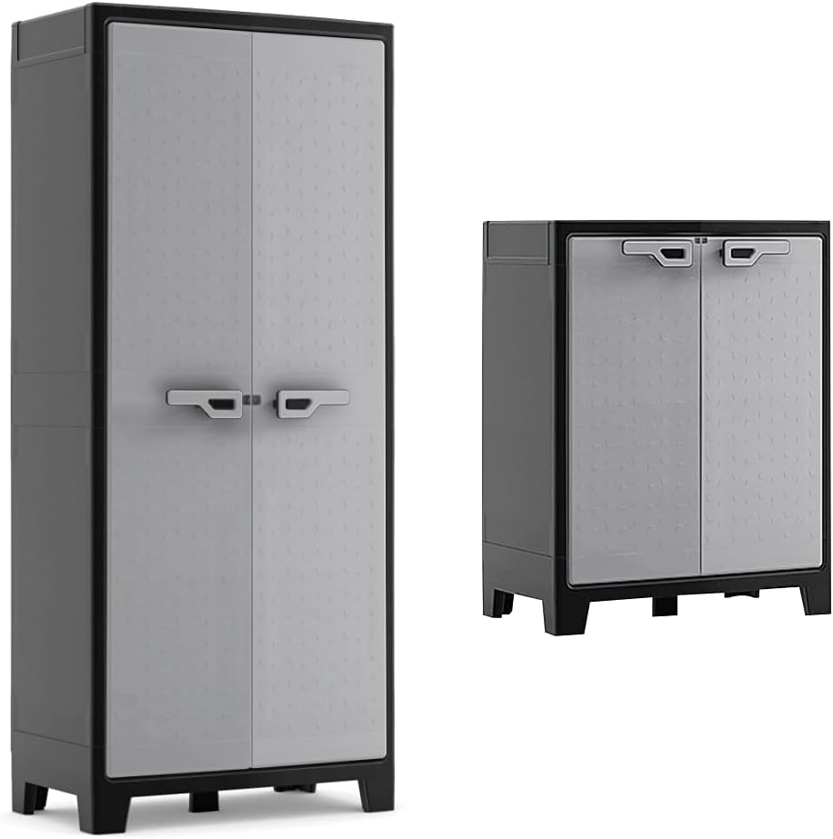 Vysoká šatní skříň Keter Titan s nastavitelnými policemi pro vnitřní i venkovní použití, 80 x 44 x 182 cm