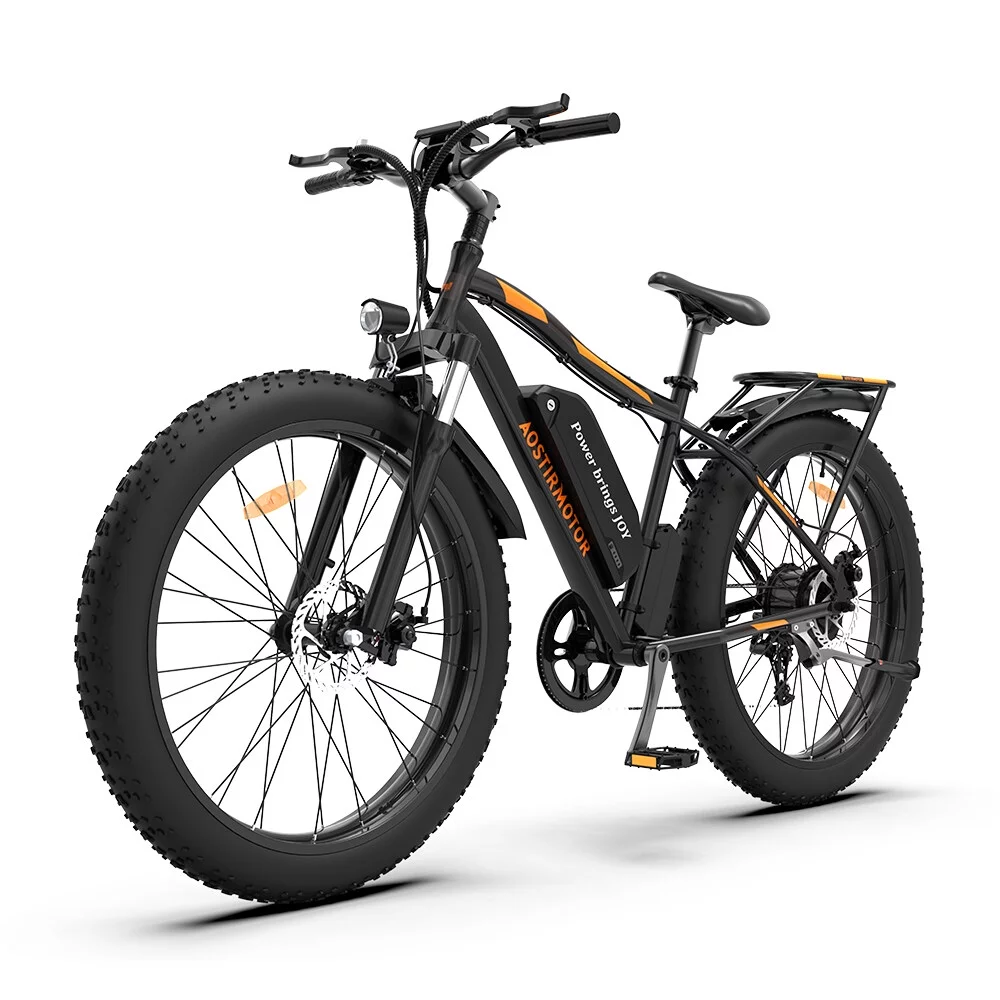 26 In.48V 13Ah 750W Mountain Electric Bikes for Adults Men, 26′′x4.0 Fat Tire Electric Bicycle 7 speeds Gear Outdoor Ebikes, Black,S48