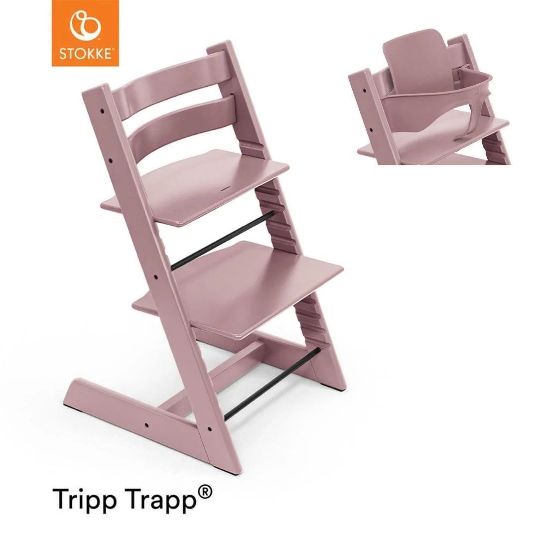 Dětská jídelní židlička Stokke Tripp Trapp – výškově nastavitelná, roste s dítětem, v barvě Heather Mauve, ergonomická