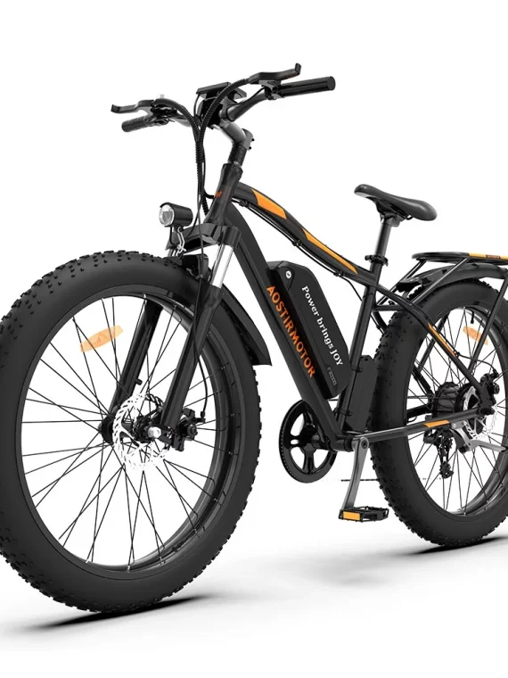 26 In.48V 13Ah 750W Mountain Electric Bikes for Adults Men, 26′′x4.0 Fat Tire Electric Bicycle 7 speeds Gear Outdoor Ebikes, Black,S48