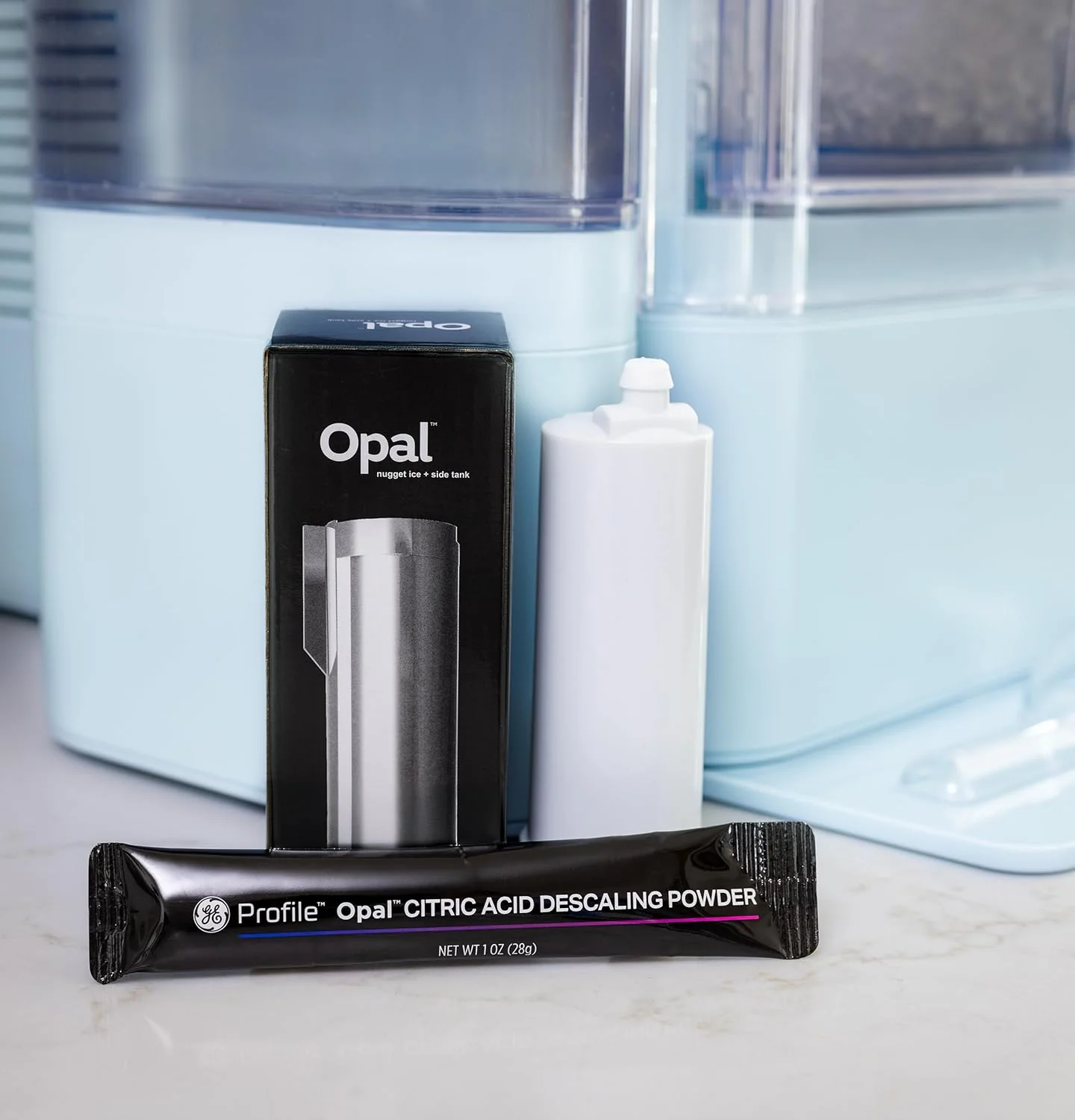 GE Profile Opal 2.0 XL s 1galónovou nádrží, žvýkací křupavý výrobník ledu na kuchyňskou linku, odměrka součástí balení, 38 liber za 24 hodin, výrobník ledu na pelety s WiFi a chytrým připojením, nerezová ocel