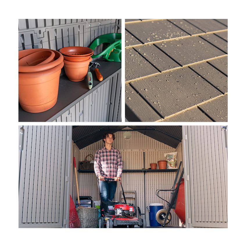 Venkovní skladovací přístřešek o rozměrech 8 x 10 stop s doživotní dobou do roku 2025