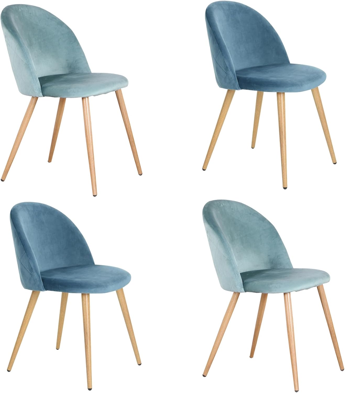 Sada 4 jídelních židlí BenyLed, kuchyňské židle čalouněné sametem, moderní židle do obývacího pokoje, s černými kovovými nohami (černá)