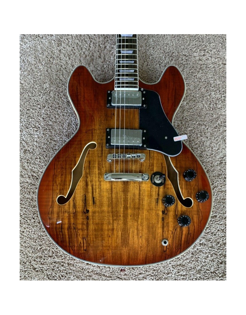 Firefly FF338 polodutá elektrická kytara, 6strunná, povrchová úprava z javoru, hnědá