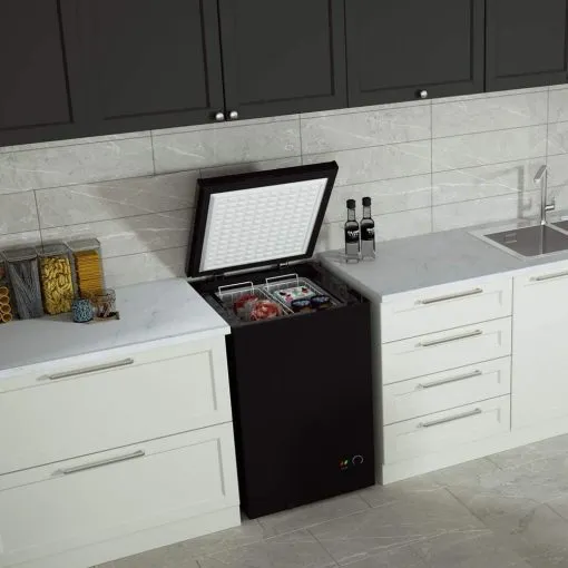 3,5 kubických stop se 2 vyjímatelnými koši – Mrazicí box s přístupným místem – Tichý kompaktní mrazák – 7 teplotních nastavení – Černá