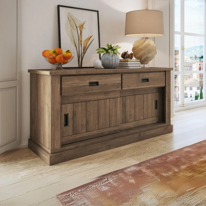 Komoda Anthony 52 se 2 posuvnými dveřmi a 2 zásuvkami v barvě ořechu Eastwood