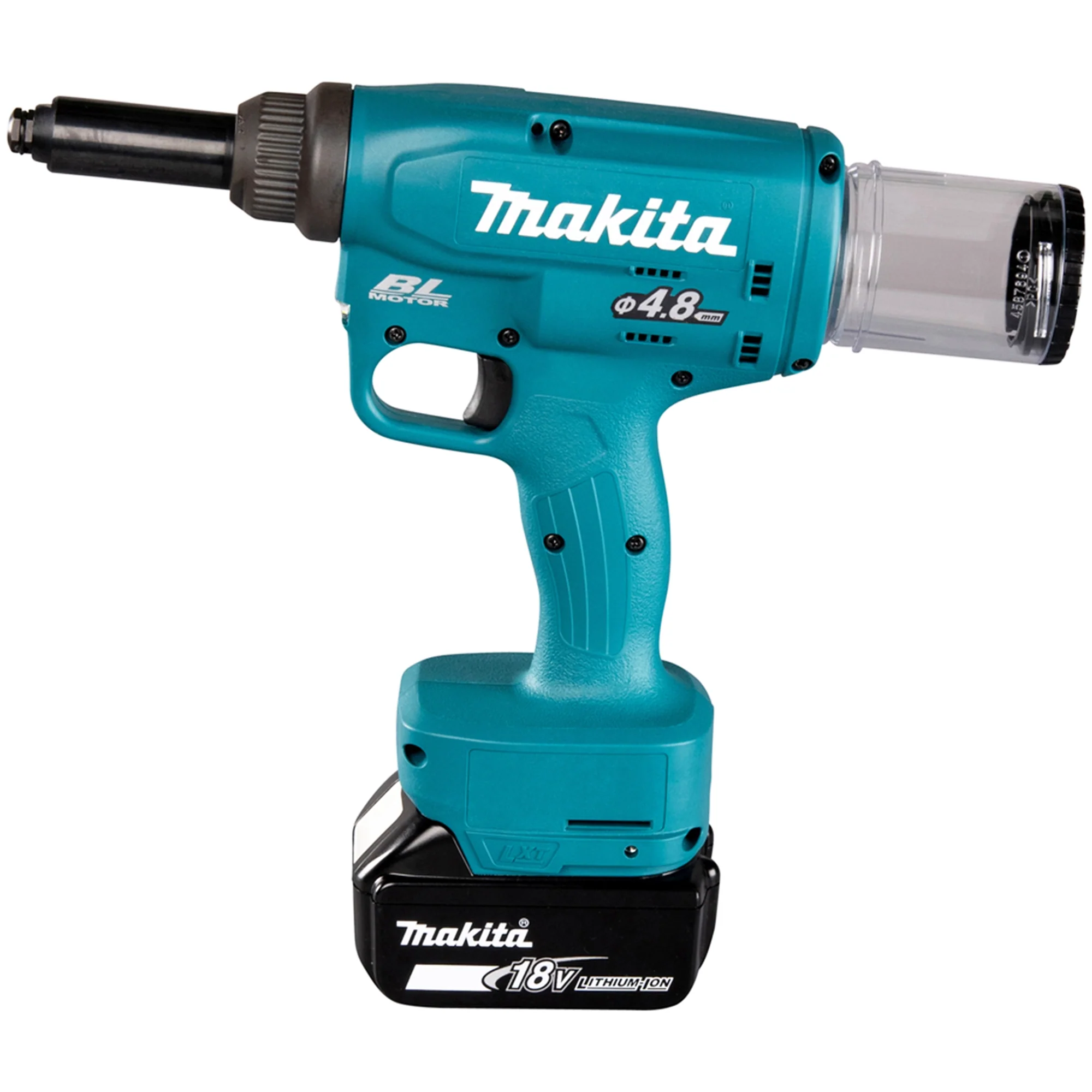 Makita DRV150RTJ 18V 5Ah Akumulátorová nýtovačka – kompletní sada s kufrem Makpac