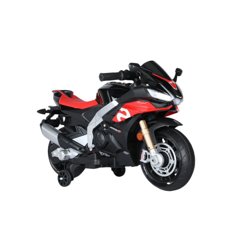 Aprilia RSIV Malý černý licencovaný 12V elektrický motocykl pro děti