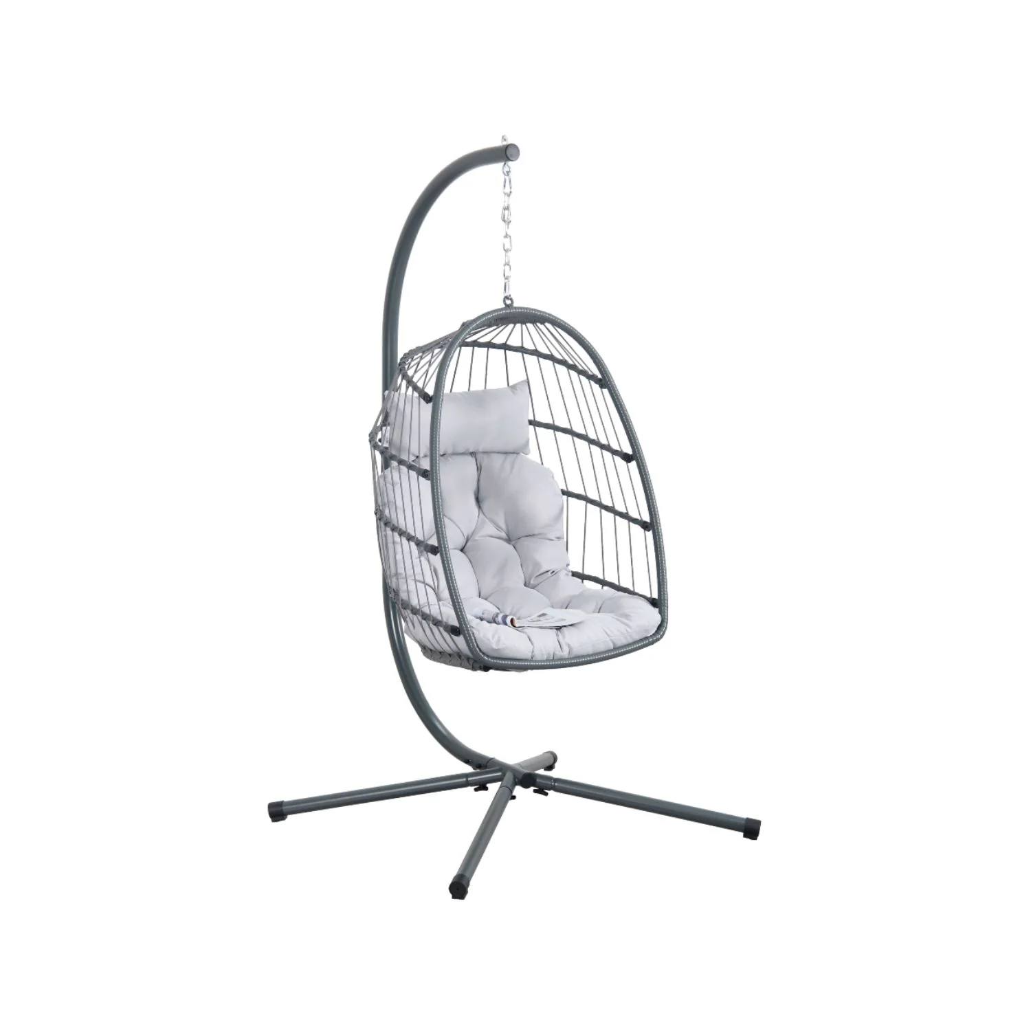 Závěsné křeslo Gaia šedé z umělého ratanu