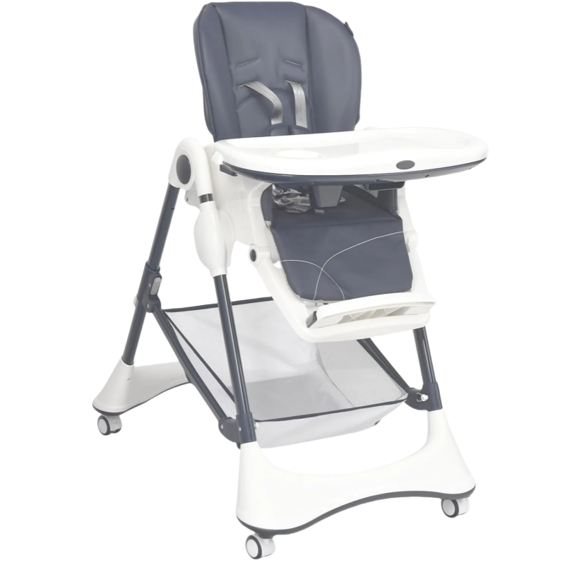 Přenosná dětská jídelní židlička 4 v 1, jídelní židlička s opěradlem, se 7 nastavitelnými výškami sedáku, kolečka, skládací