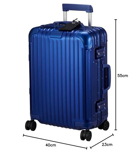 Originální cestovní kufr RIMOWA 35L – tmavě modrá, na 2–3 dny, hloubka 23 cm
