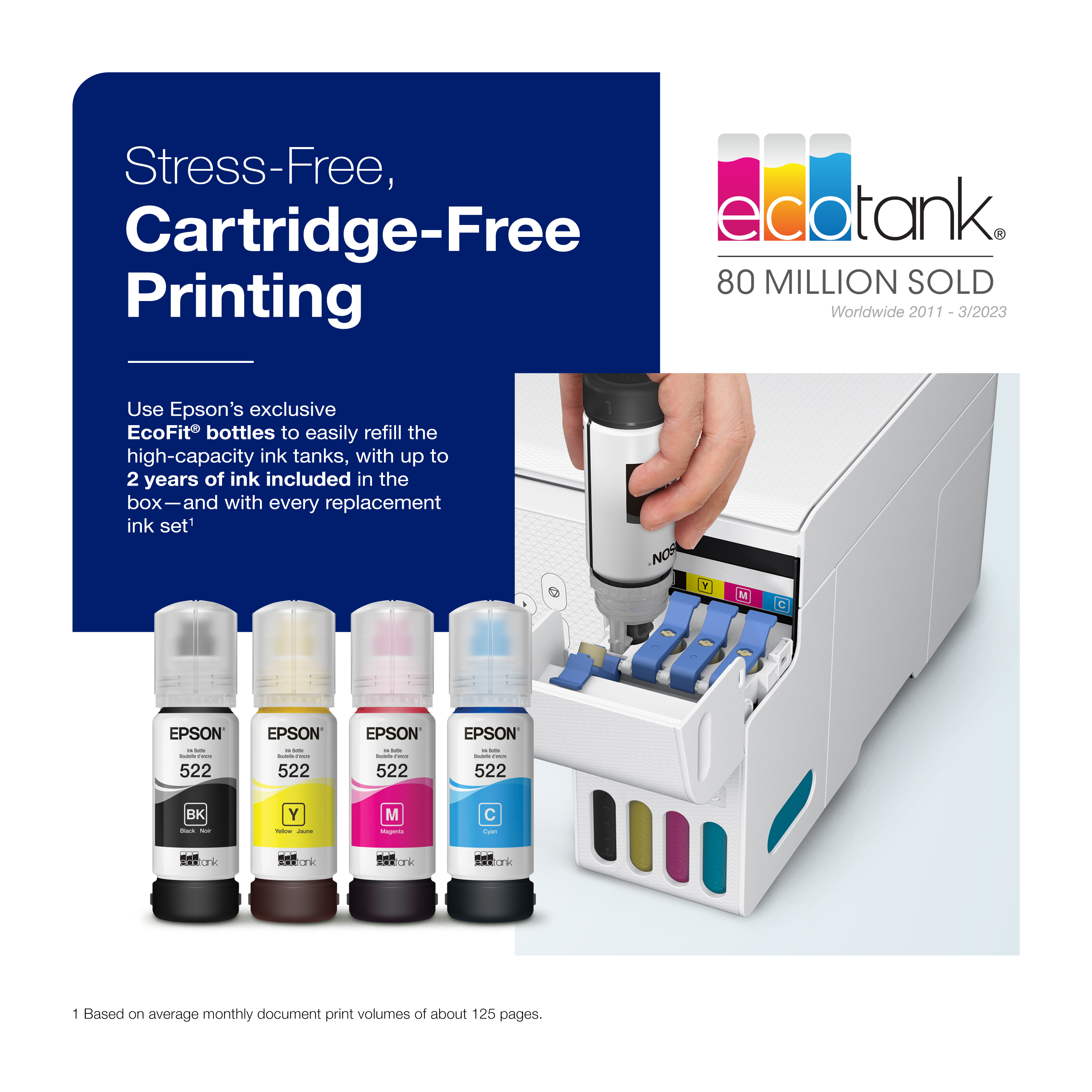 Bezdrátová multifunkční inkoustová tiskárna Epson EcoTank ET-2800 z roku 2025 s technologií Supertank – bílá