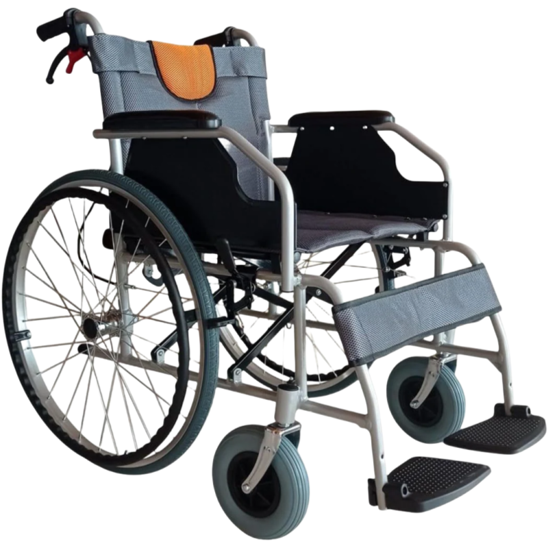 Skládací invalidní vozík LIGERA – 12 kg, zesílená kola, brzda na rukojeti, sedák 48 cm