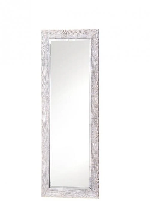 Obdélníkové zrcadlo z bílého lakovaného dřeva, pískované, o rozměrech 180x70 cm.