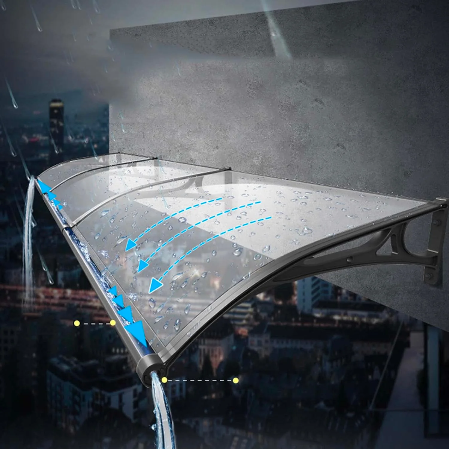 ABS stříška s opálovým krytem 1x1,5m s LED diodami