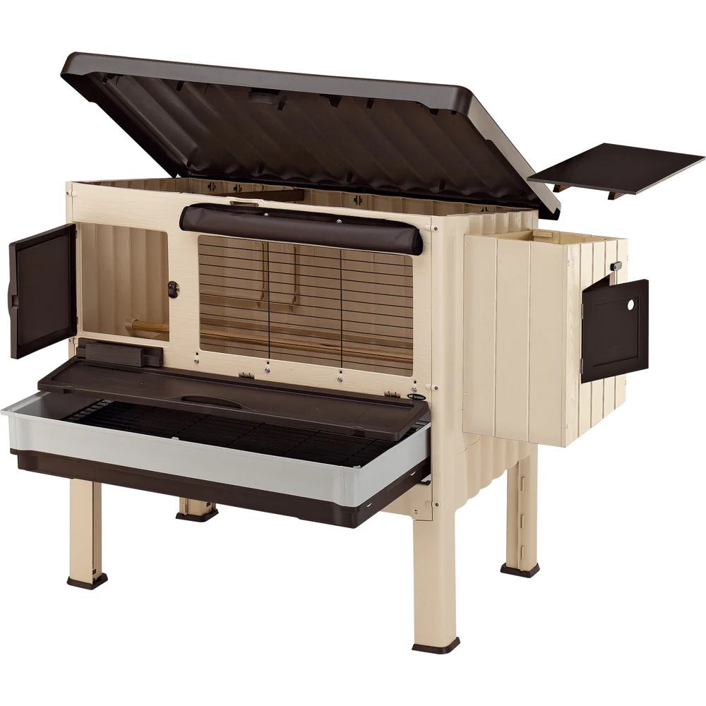 Happy Farm 120 – Kurník z termoplastické pryskyřice s dvojitou zónou a otevíracími dveřmi, ideální pro 6 kuřat