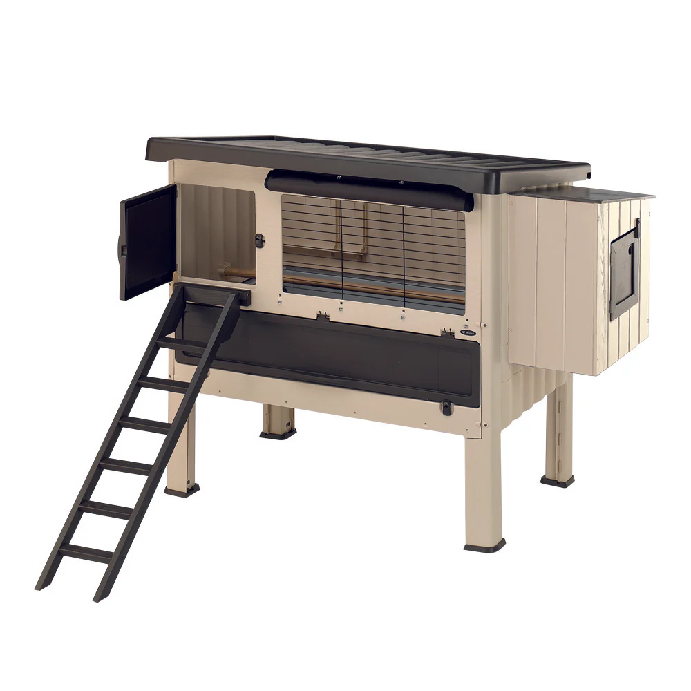 Happy Farm 120 – Kurník z termoplastické pryskyřice s dvojitou zónou a otevíracími dveřmi, ideální pro 6 kuřat