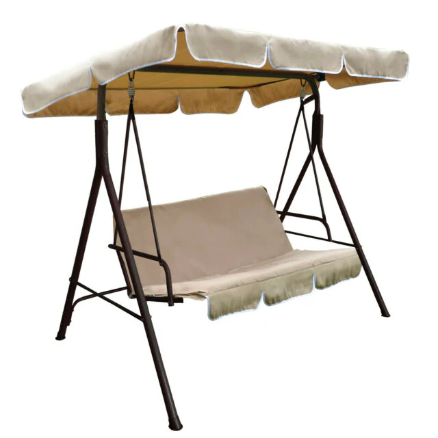 Zahradní houpačka Sorrento pro 3 osoby – hnědý rám se sluneční stříškou