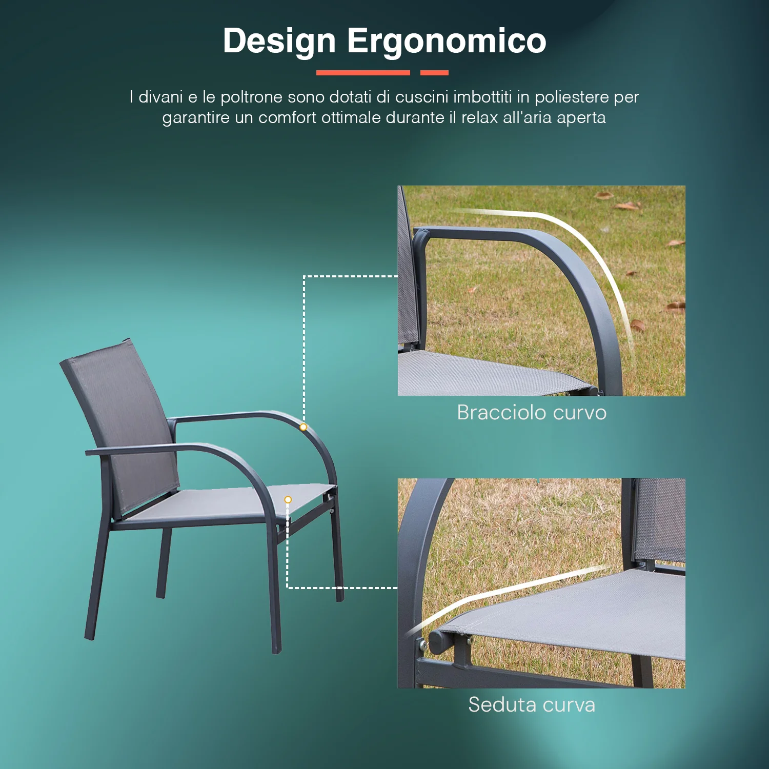 Zahradní sedací souprava 2 křesla 1 pohovka 1 stůl černošedá