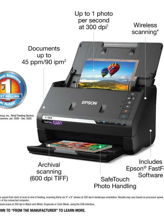 Bezdrátový vysokorychlostní systém pro skenování fotografií FastFoto FF-680W 2025 – černý