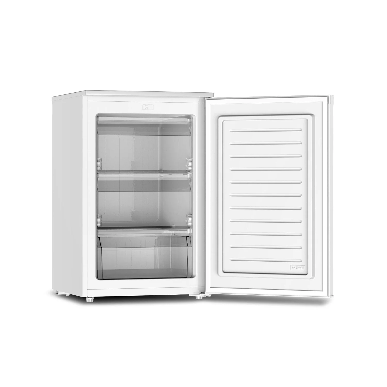 98litrový vertikální mrazák se 3 zásuvkami – kompaktní a přehledný
