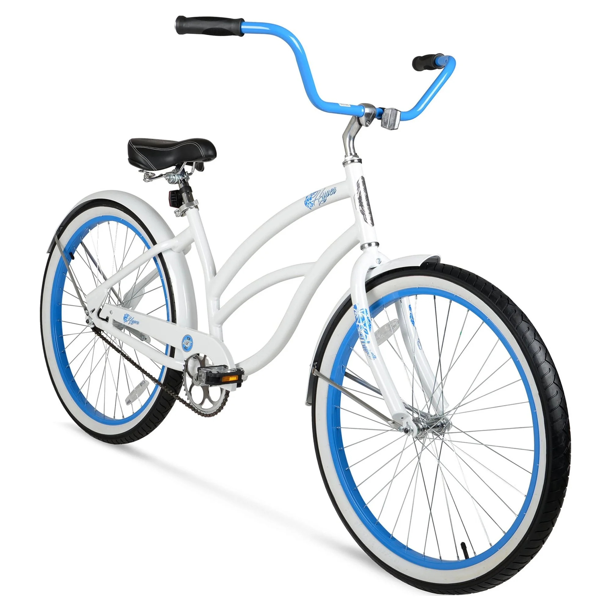 Dámské kolo Hyper Bicycle Beach Cruiser 26 palců, bílé s modrým ráfkem