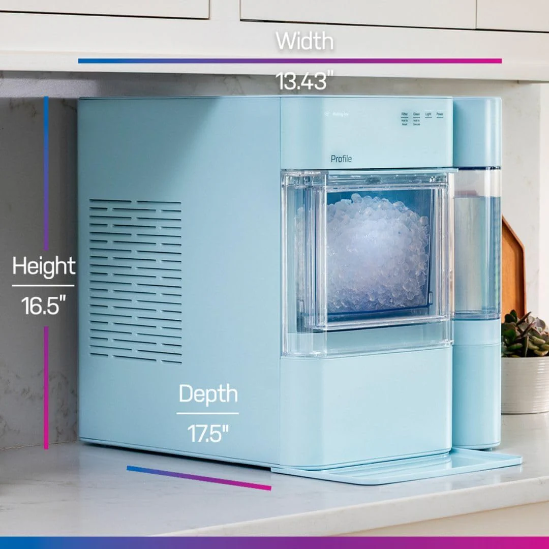 GE Profile Opal 2.0 XL s 1galónovou nádrží, žvýkací křupavý výrobník ledu na kuchyňskou linku, odměrka součástí balení, 38 liber za 24 hodin, výrobník ledu na pelety s WiFi a chytrým připojením, nerezová ocel