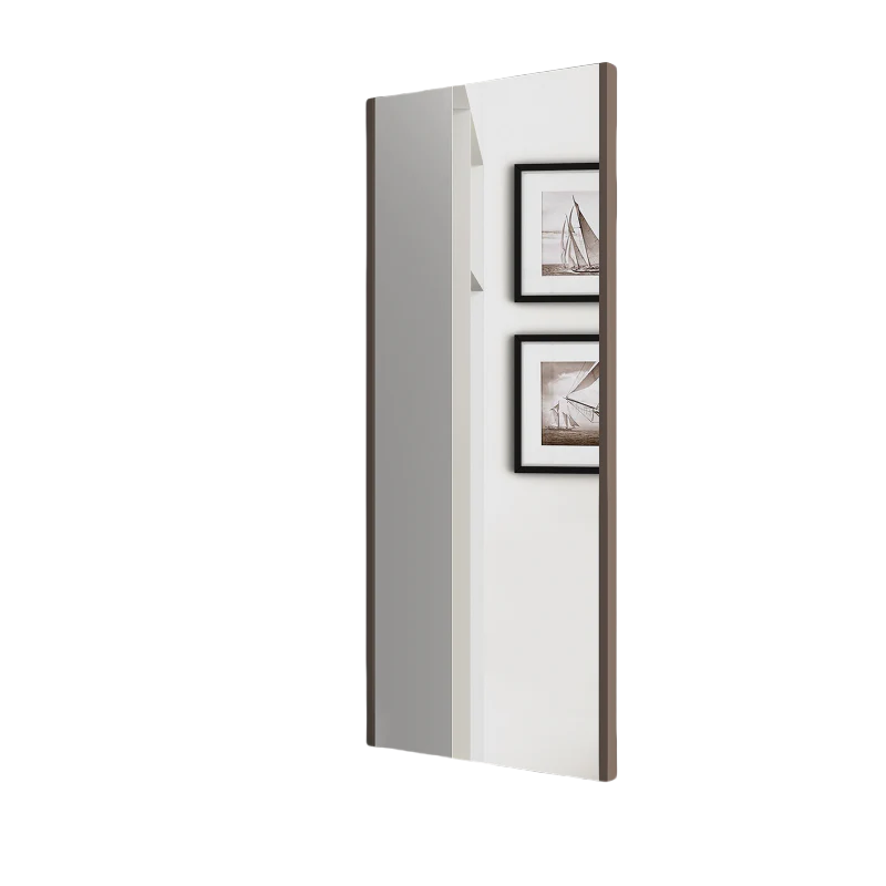 Výsuvné zrcadlo do šatní skříně, mokka lakované, ocel a technoplast a sklo.