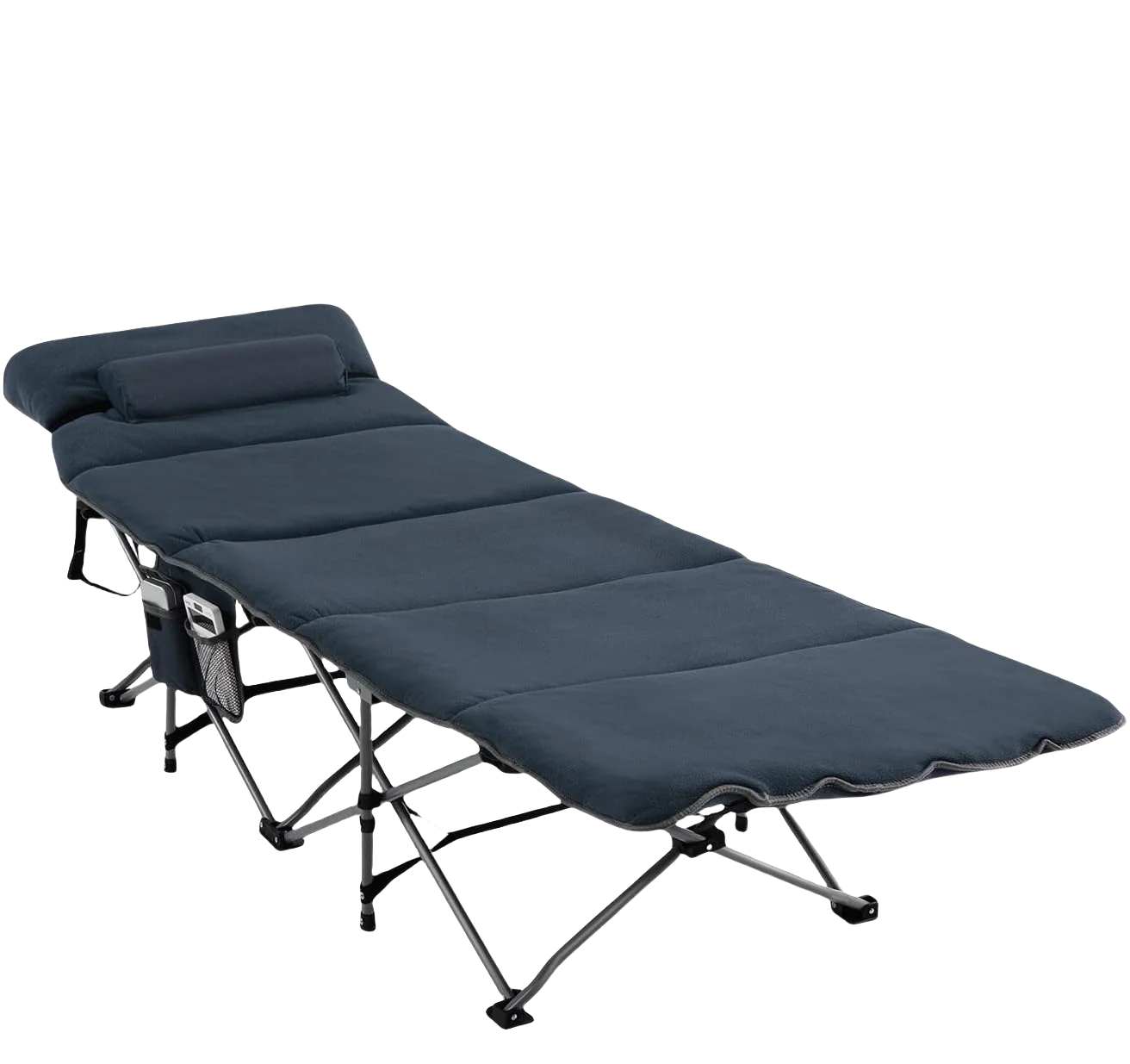 Skládací kempingová postel s odnímatelnou matrací a polštářem, přepravní taška, odolný kovový rám, pro domácnost, kancelář, kempování, nosnost do 150 kg